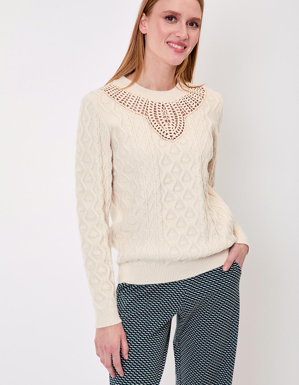 Embroidered knit sweater femme La Fianc&eacute;e
