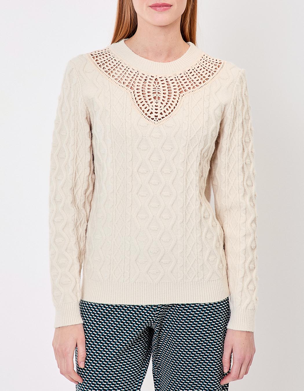 Embroidered knit sweater femme La Fianc&eacute;e