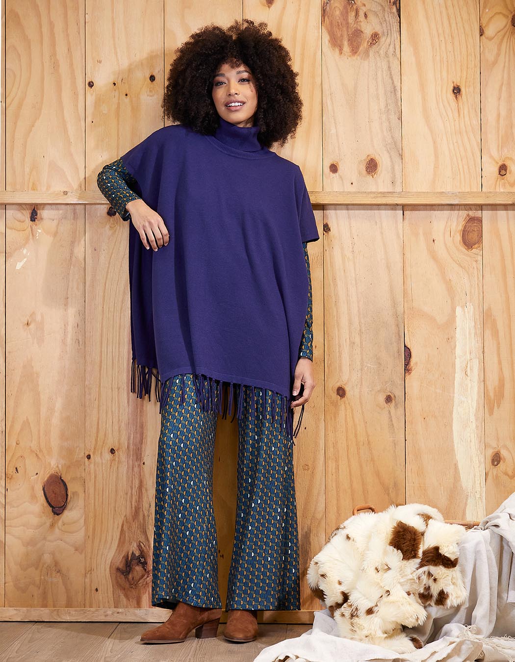 Knit turtleneck poncho femme La Fianc&eacute;e