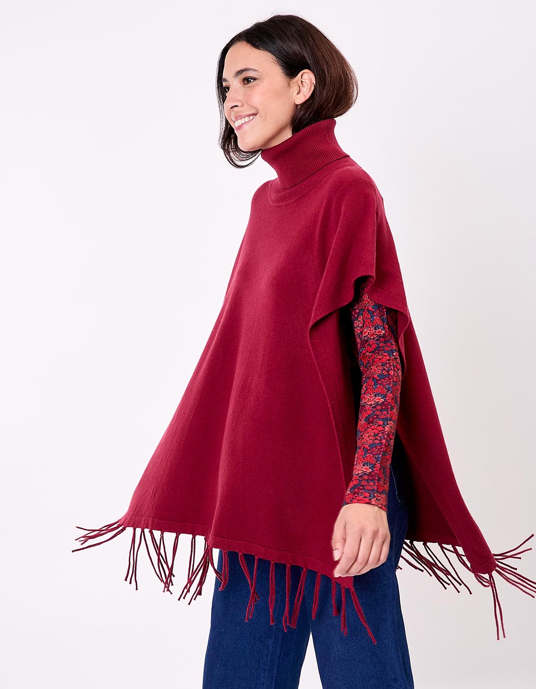 Knit turtleneck poncho femme La Fiancée