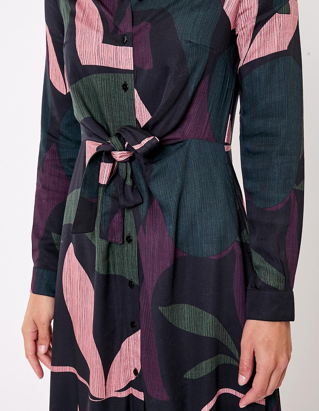 Tie-front fluid midi shirt dress femme La Fiancée