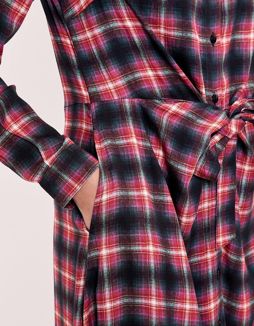 Tie-front fluid midi shirt dress femme La Fiancée