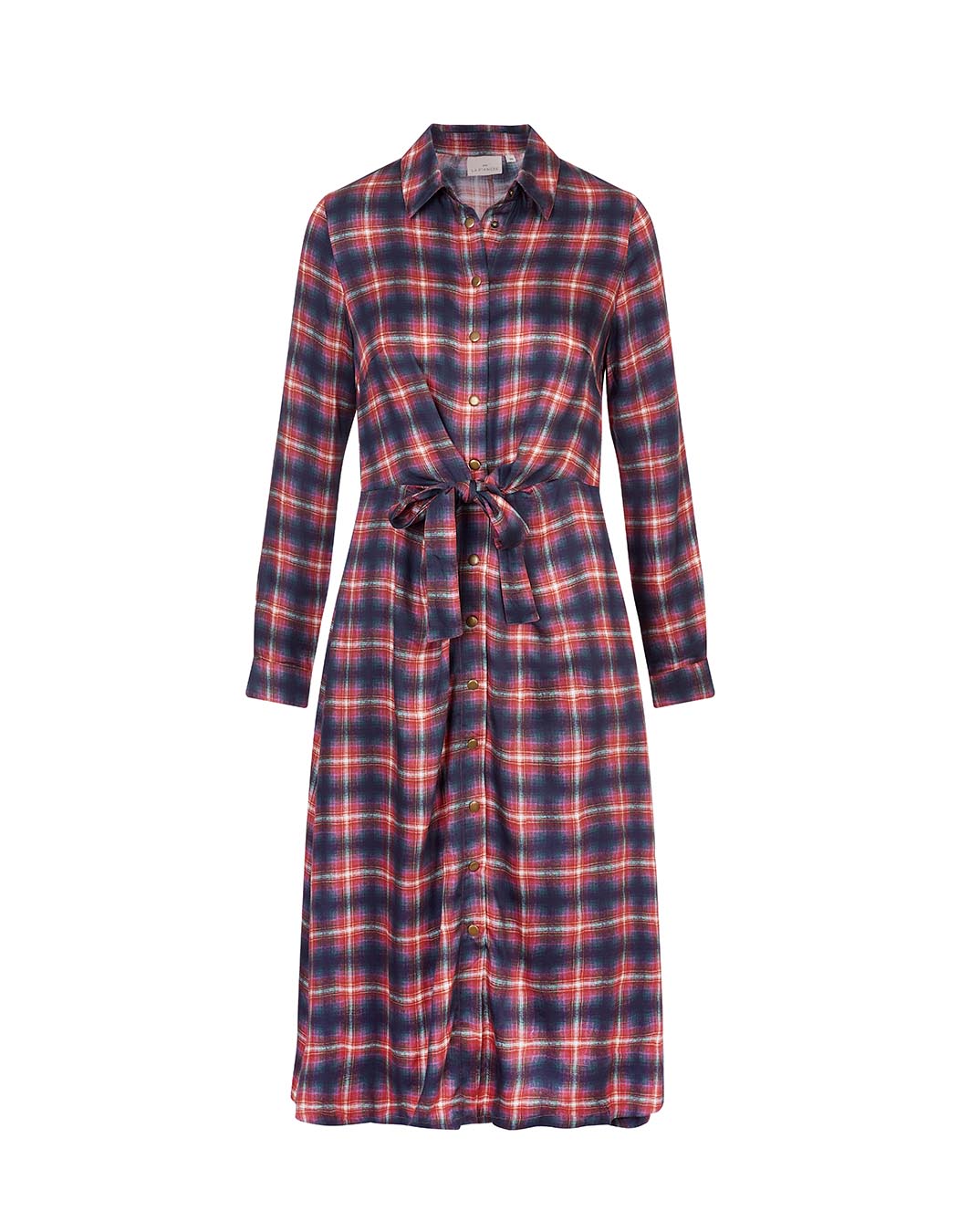 Tie-front fluid midi shirt dress femme La Fiancée