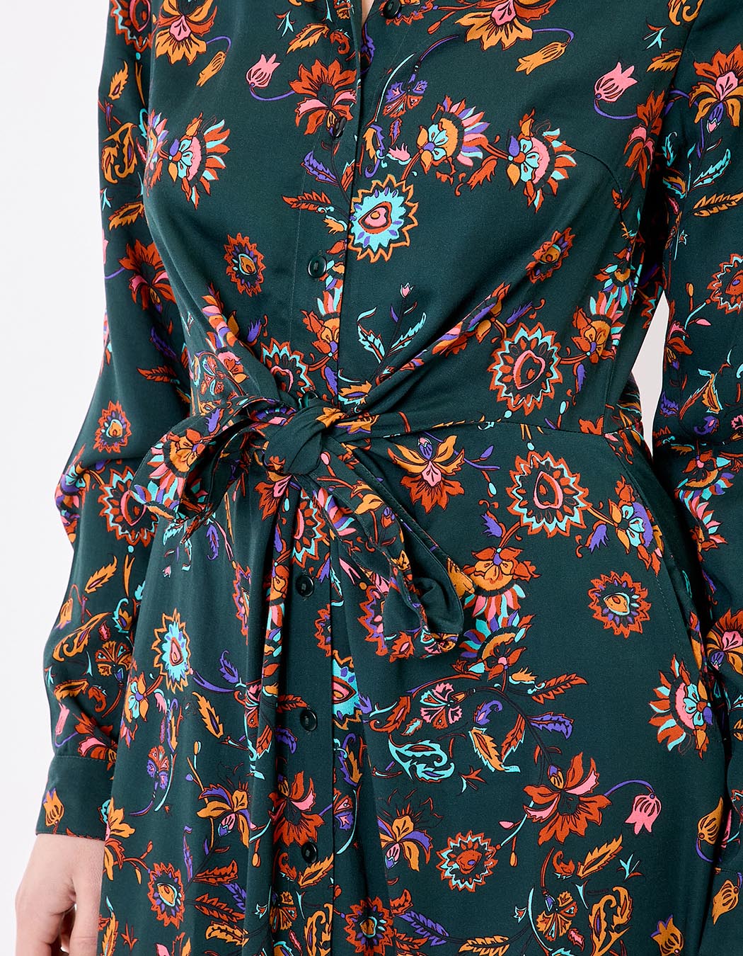 Tie-front fluid midi shirt dress femme La Fiancée