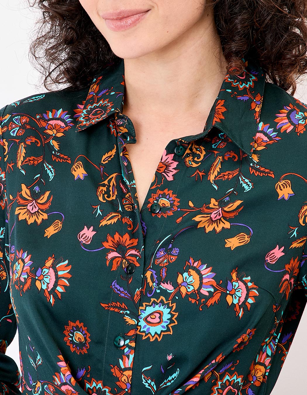 Tie-front fluid midi shirt dress femme La Fiancée