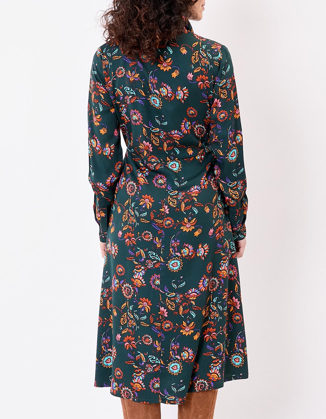 Tie-front fluid midi shirt dress femme La Fiancée