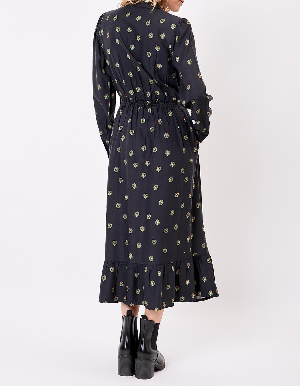 Fluid midi ruffled dress femme La Fiancée