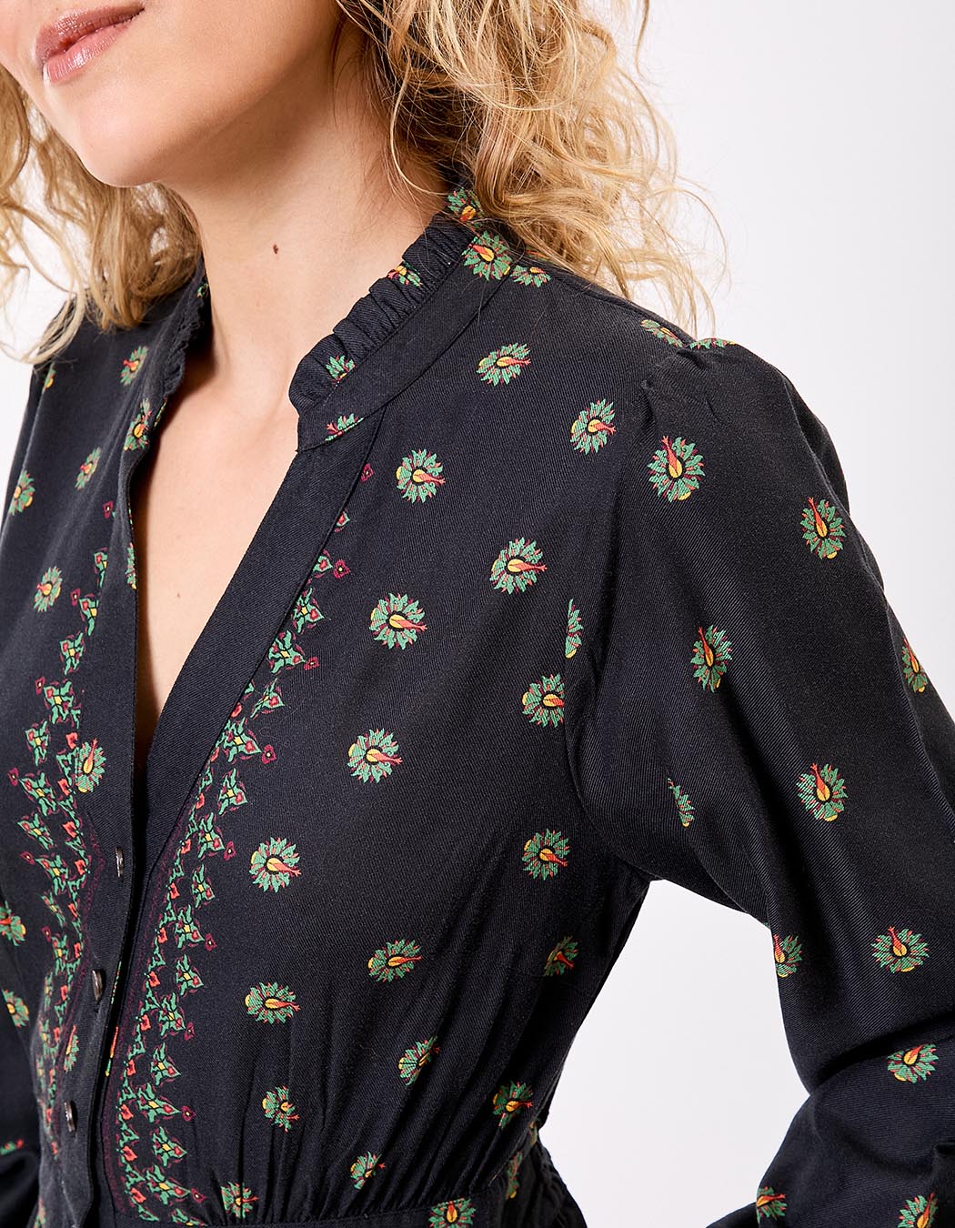 Fluid midi ruffled dress femme La Fiancée