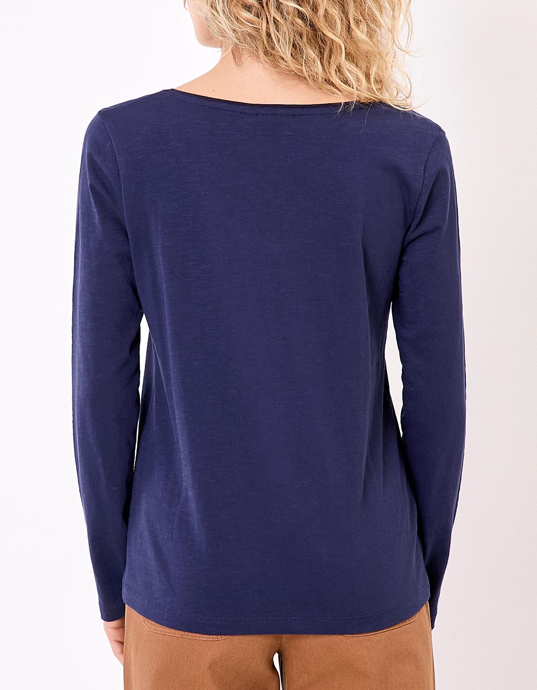 Plain organic cotton V-neck T-shirt femme La Fiancée