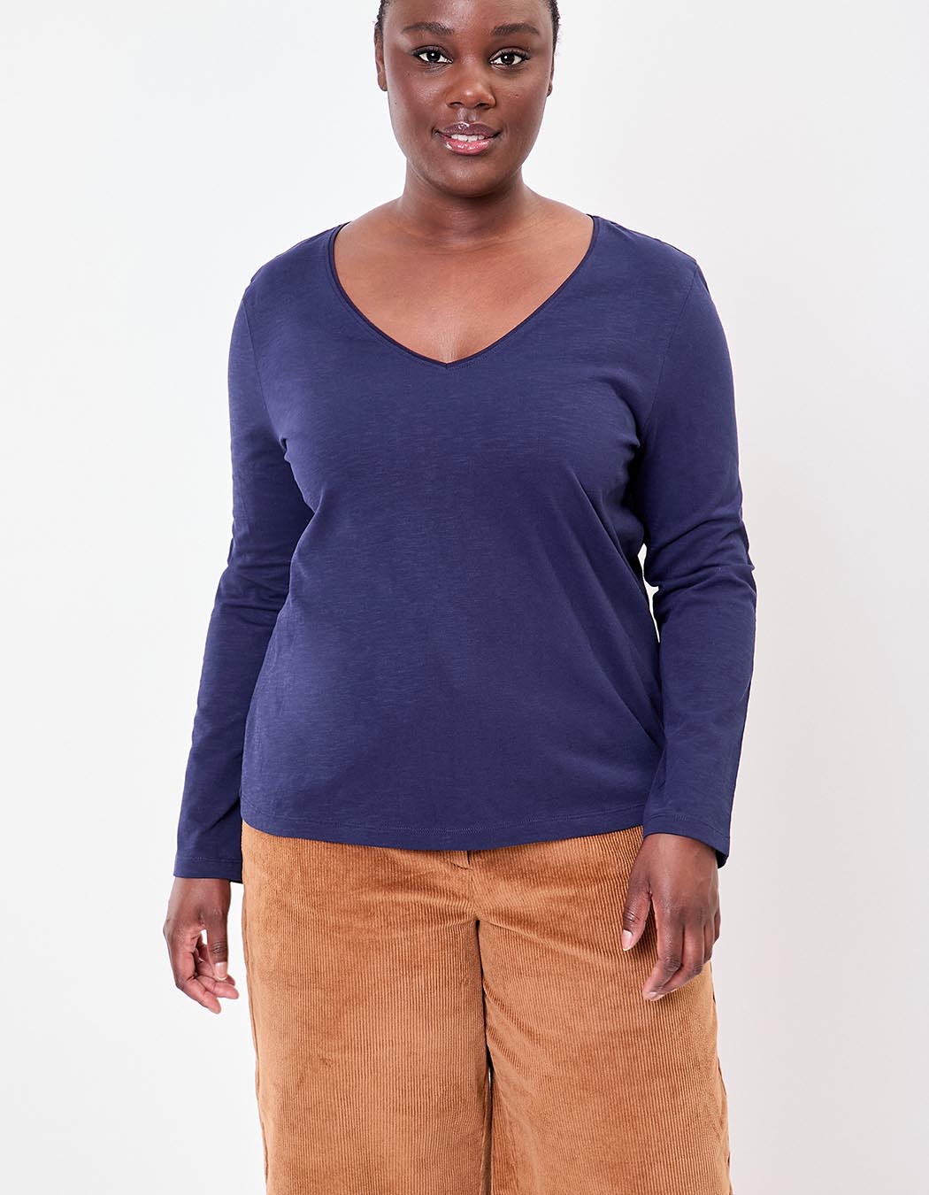 Plain organic cotton V-neck T-shirt femme La Fiancée