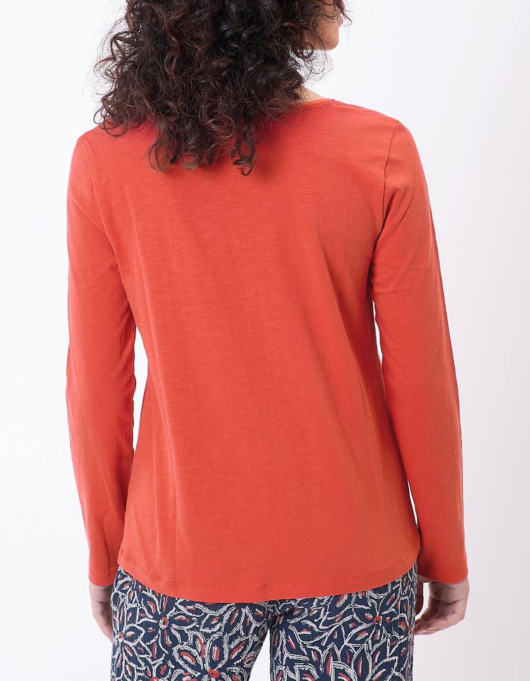 Plain organic cotton V-neck T-shirt femme La Fiancée