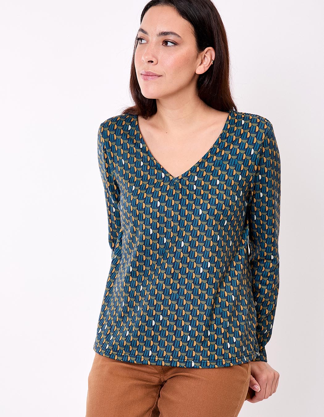Fluid knit V-neck T-shirt femme La Fianc&eacute;e