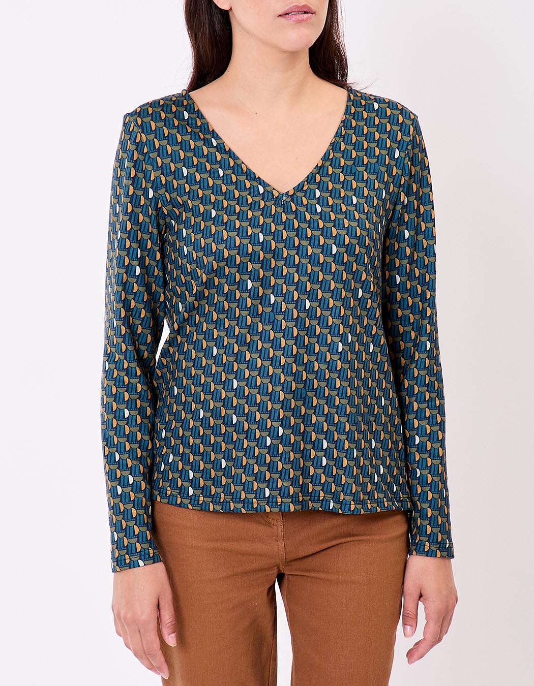 Fluid knit V-neck T-shirt femme La Fianc&eacute;e