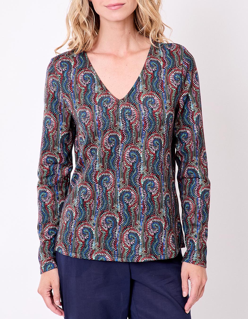 Fluid knit V-neck T-shirt femme La Fiancée
