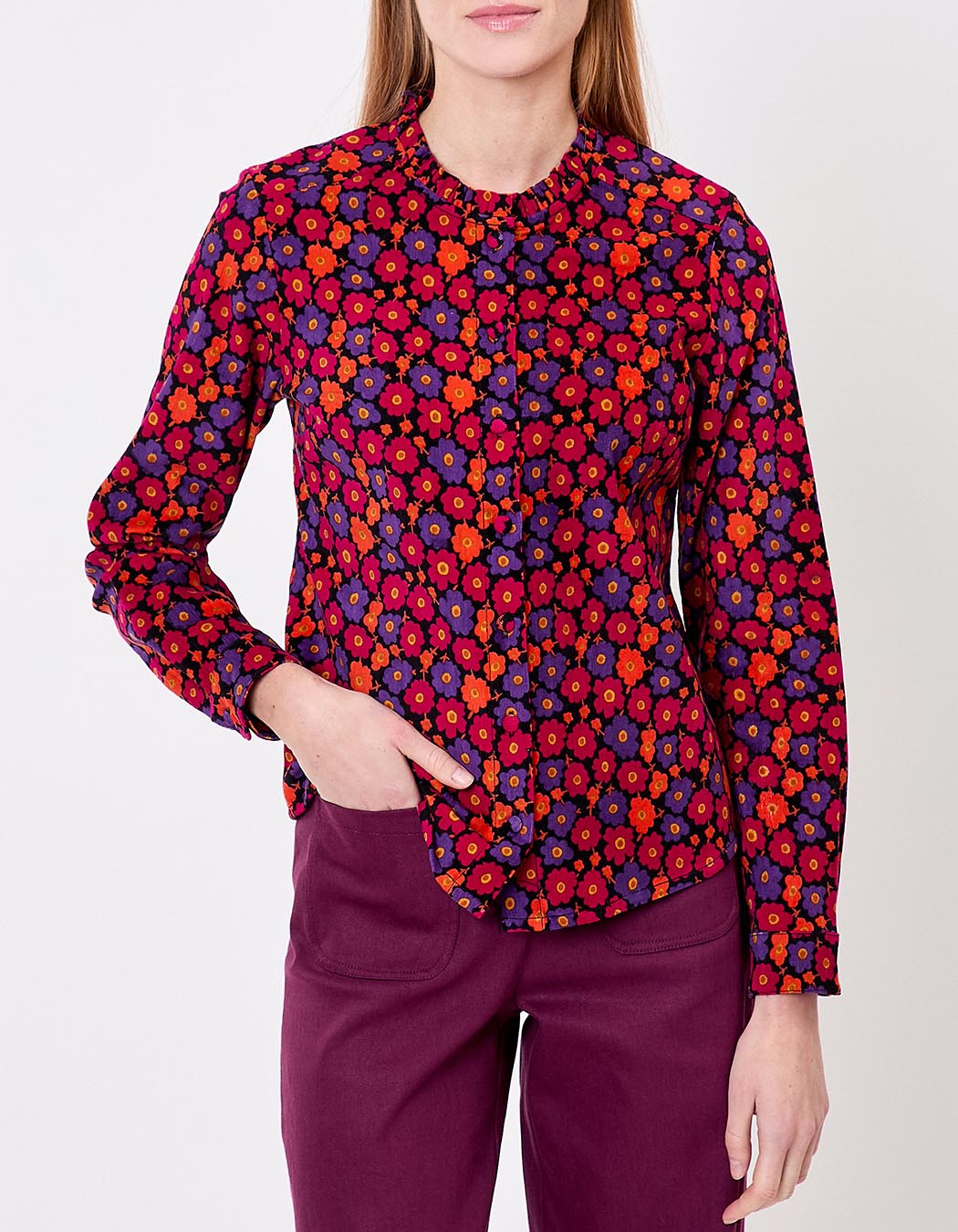 Corduroy shirt with round neck femme Princesse Nomade