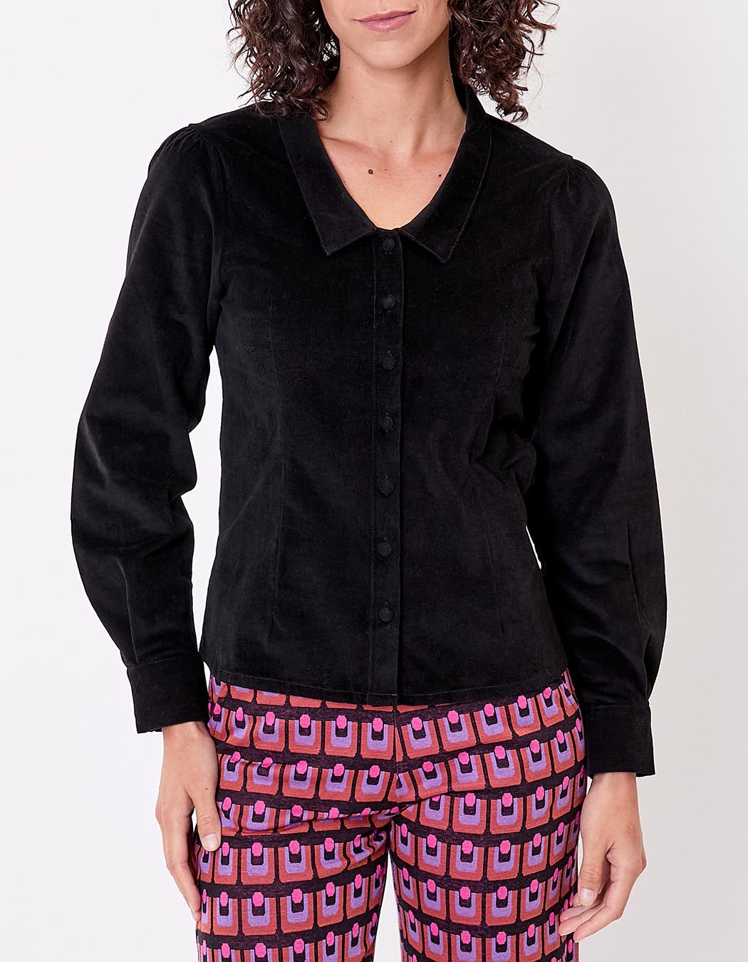 Corduroy blouse with V-neck femme Princesse Nomade