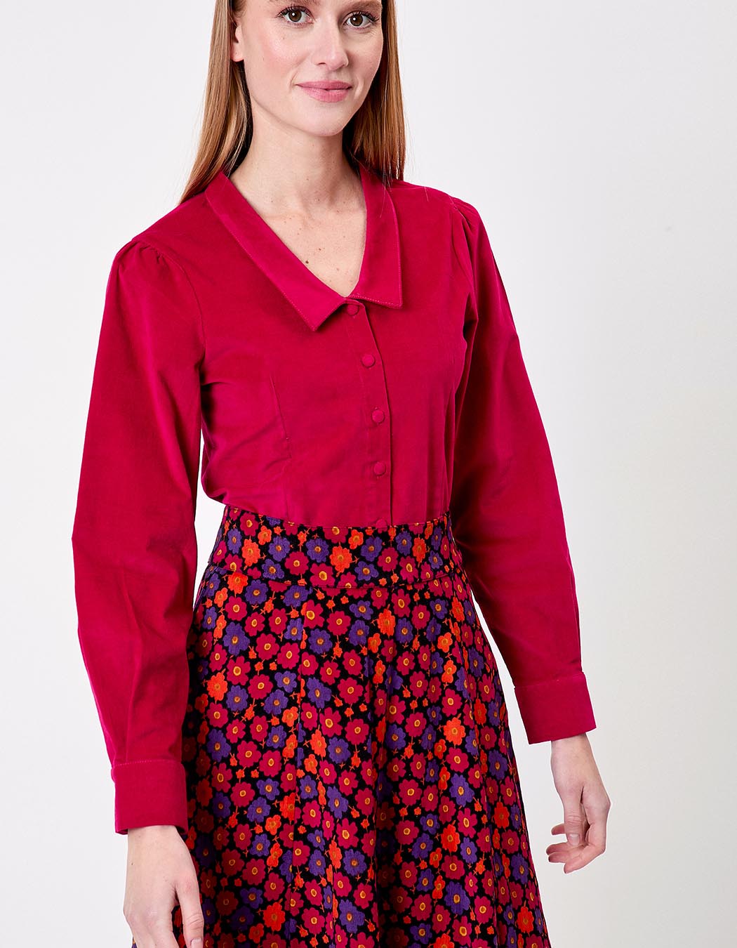 Corduroy blouse with V-neck femme Princesse Nomade