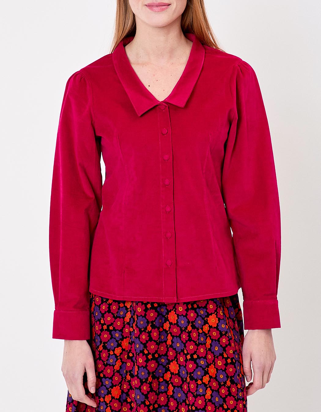 Corduroy blouse with V-neck femme Princesse Nomade