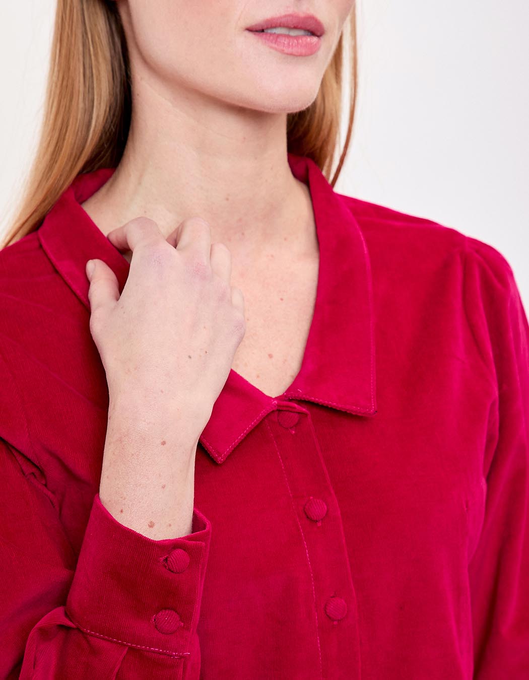 Corduroy blouse with V-neck femme Princesse Nomade