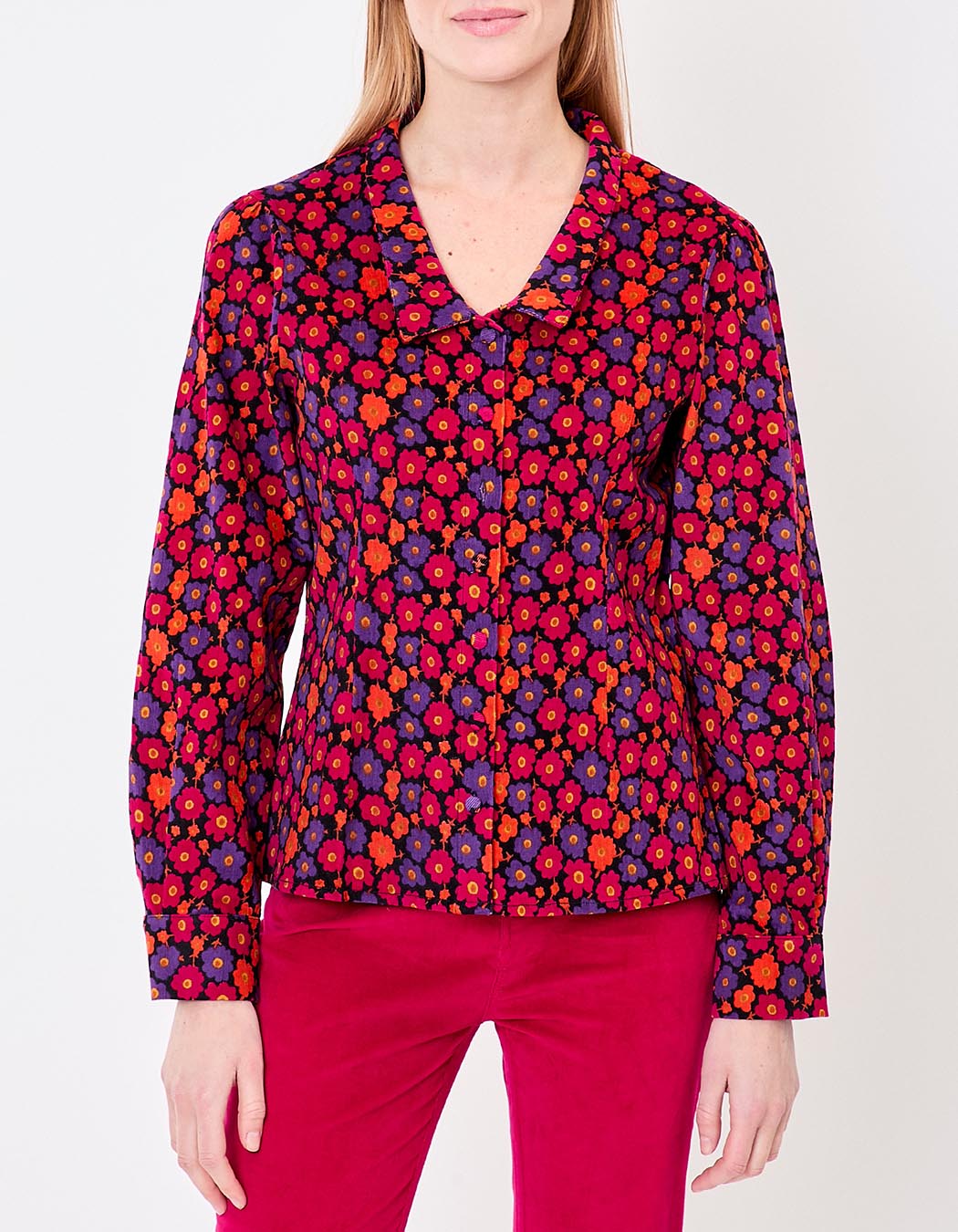 Corduroy blouse with V-neck femme Princesse Nomade