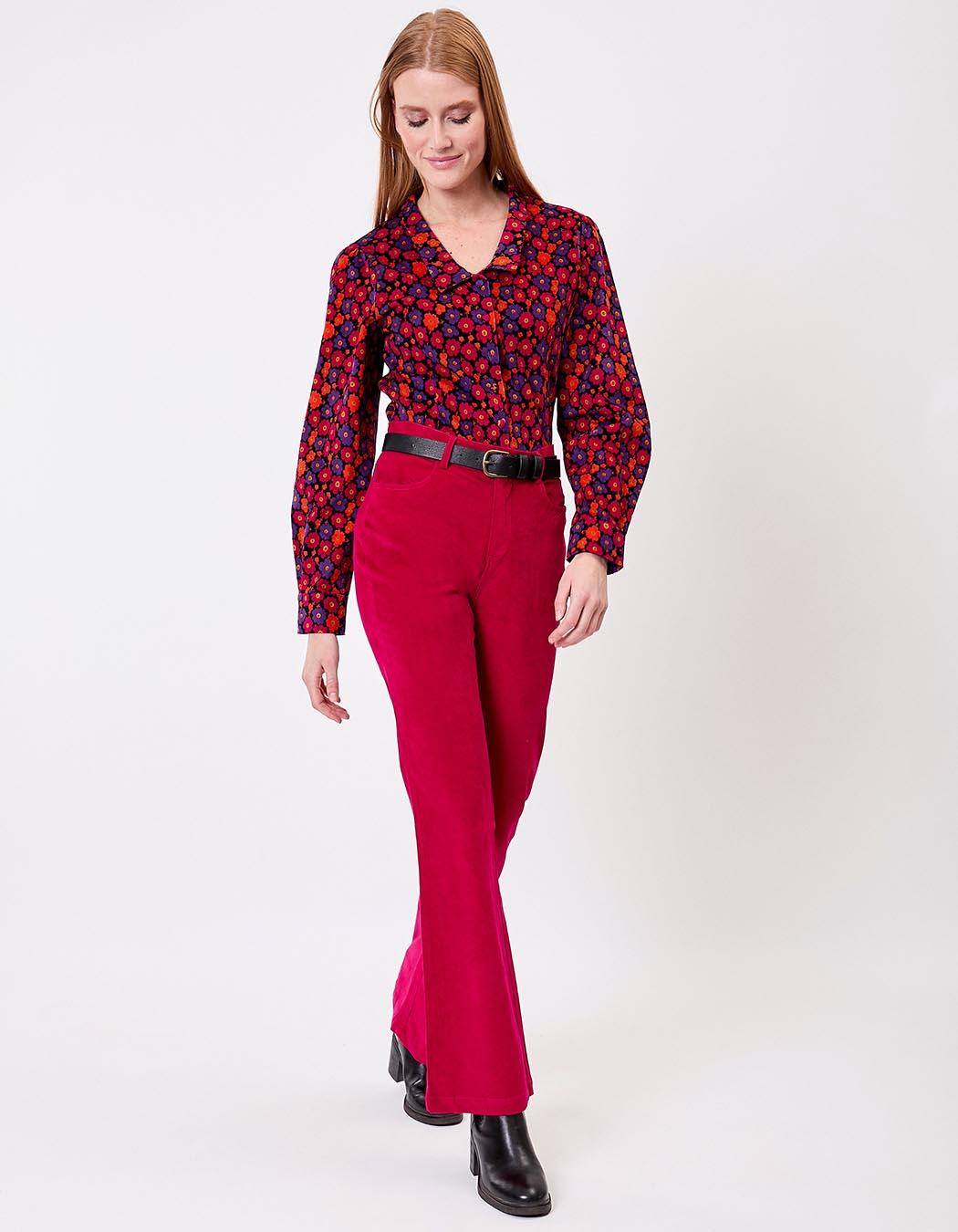 Corduroy blouse with V-neck femme Princesse Nomade