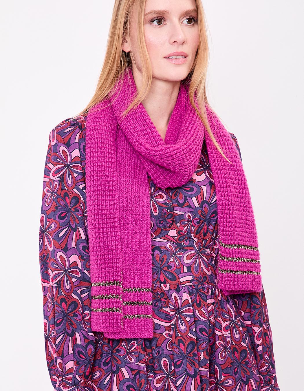 Warm lurex knit scarf femme Princesse Nomade