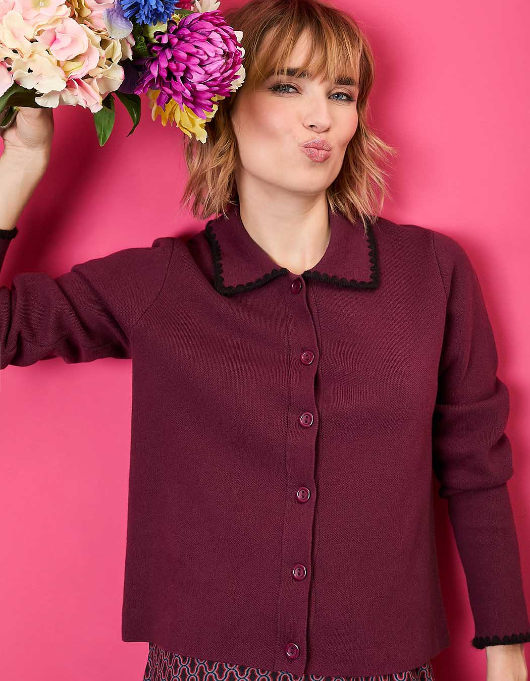 Plain thick cotton cardigan jacket femme Princesse Nomade