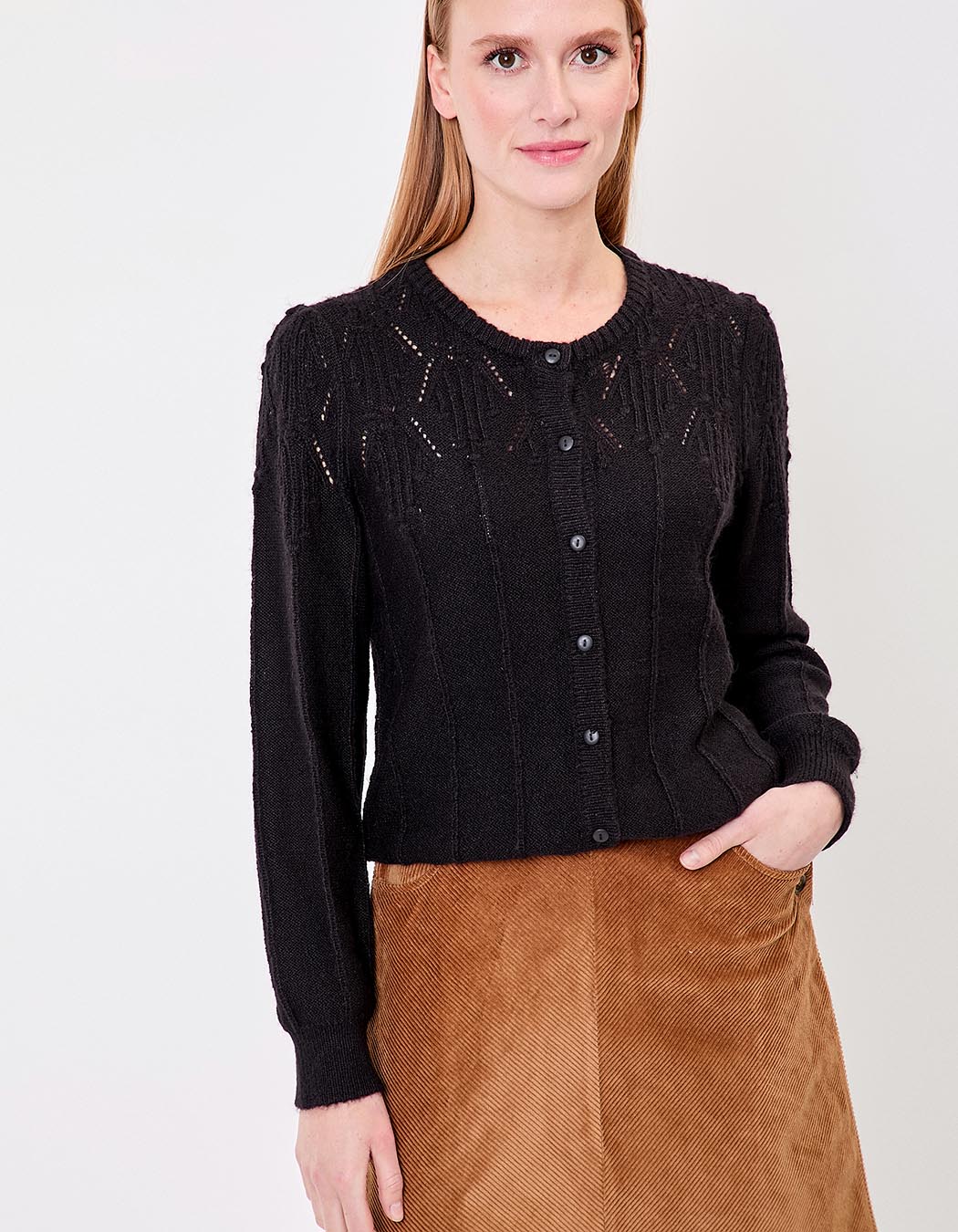 Soft knit cardigan with round neck femme Princesse Nomade