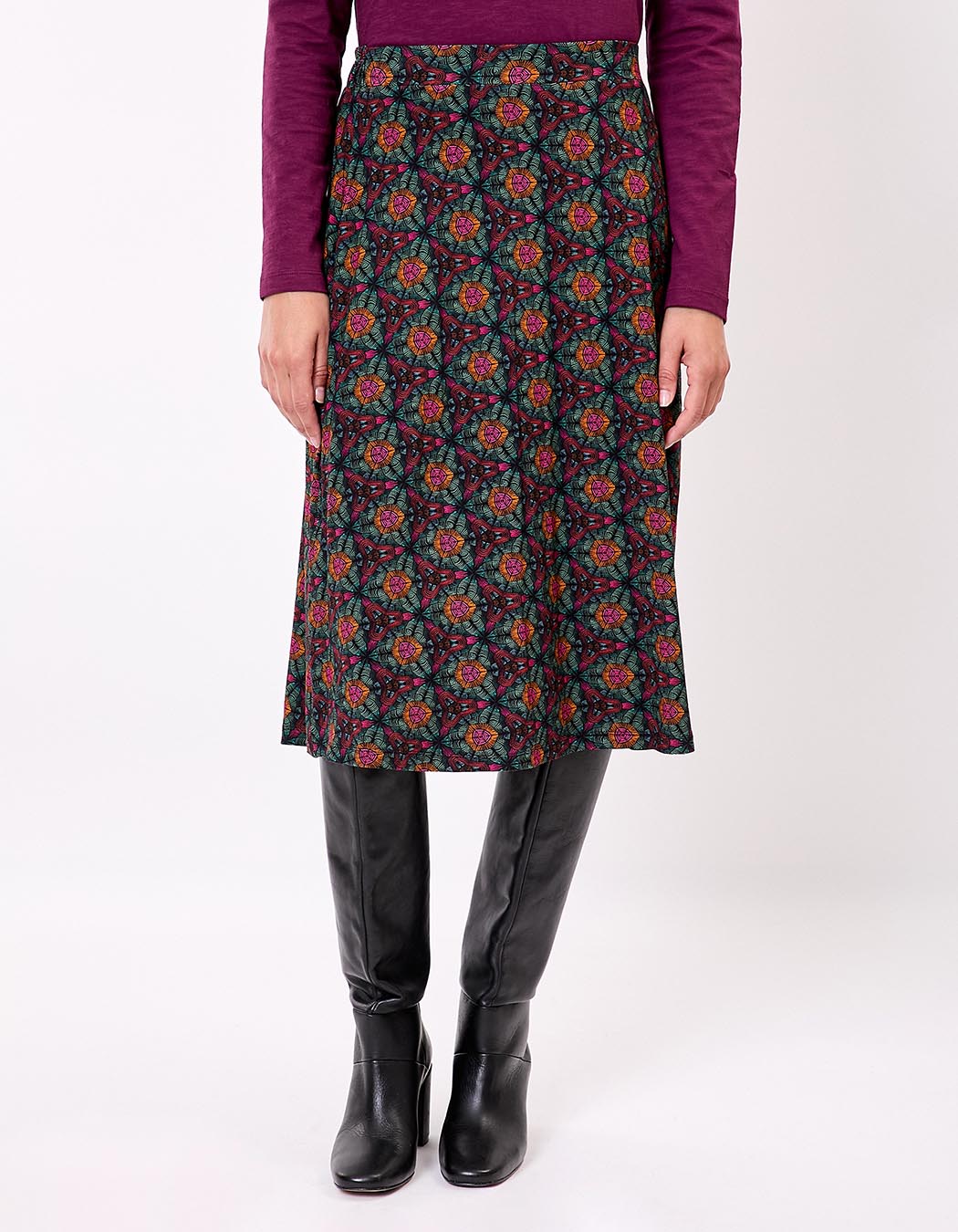 Flared flowing knit midi skirt femme Princesse Nomade