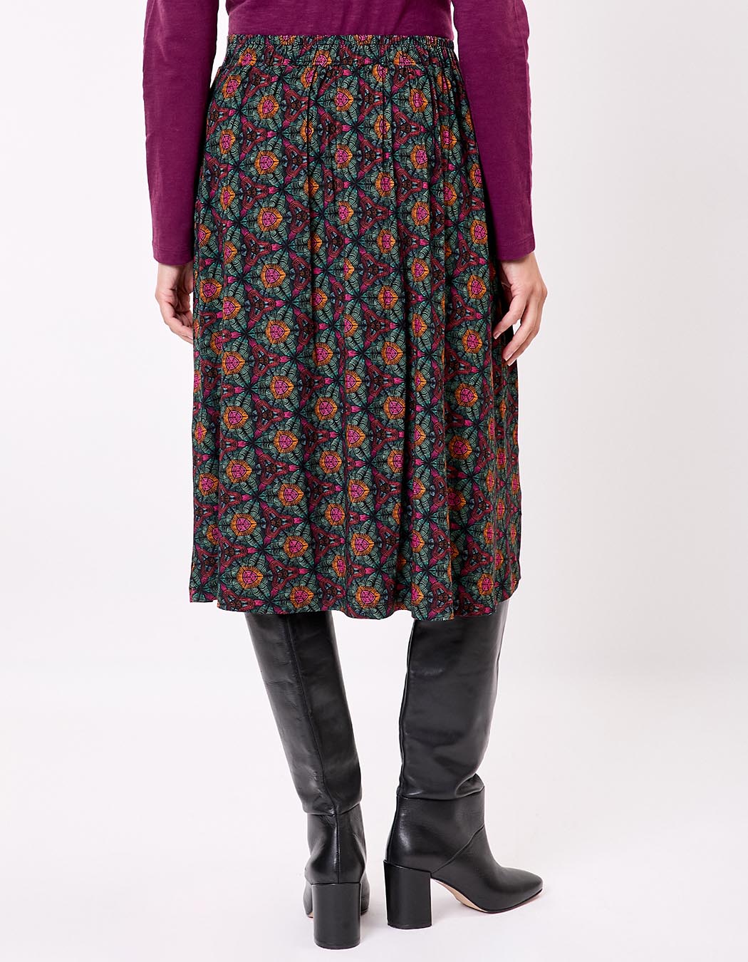 Flared flowing knit midi skirt femme Princesse Nomade