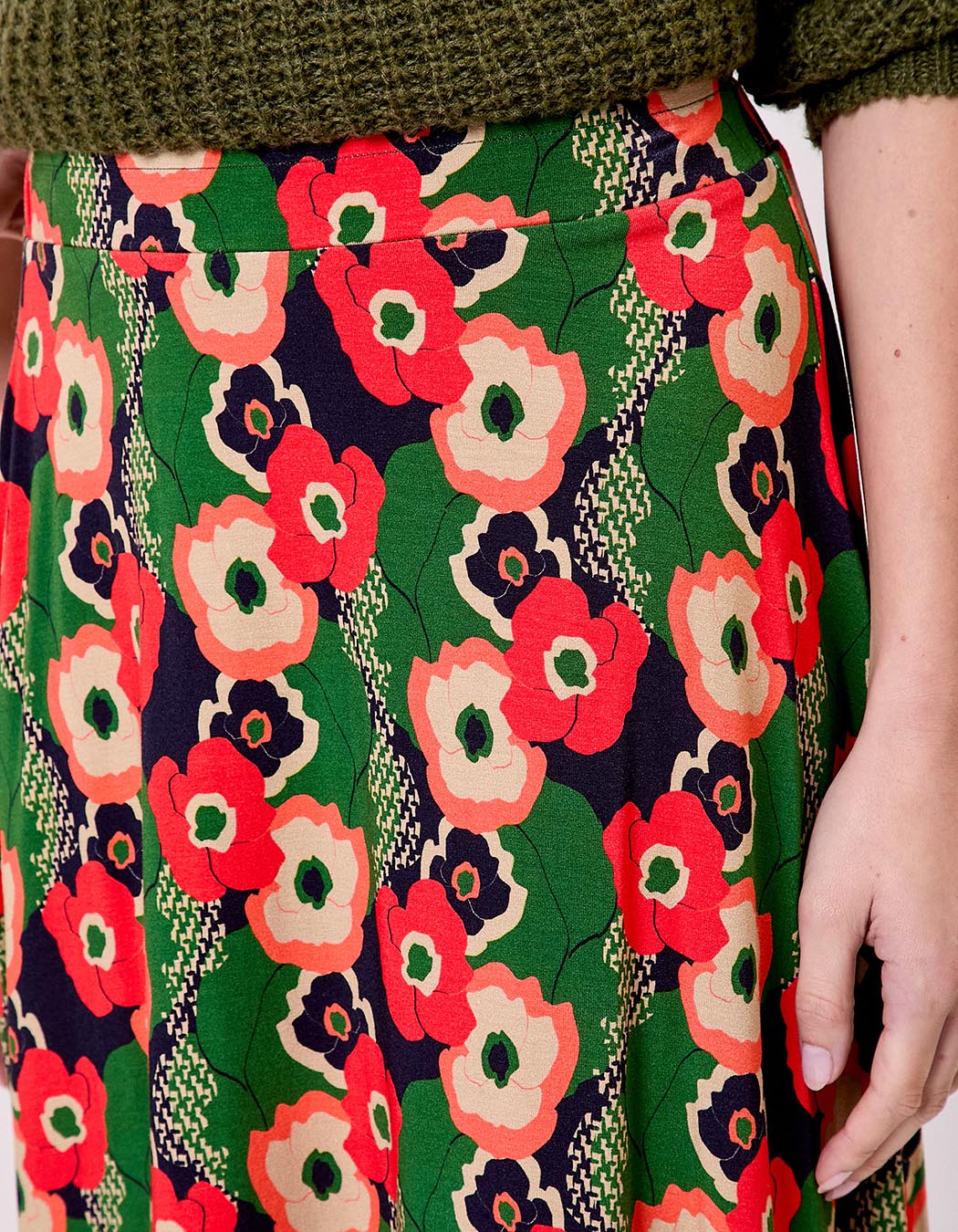 Flared flowing knit midi skirt femme Princesse Nomade