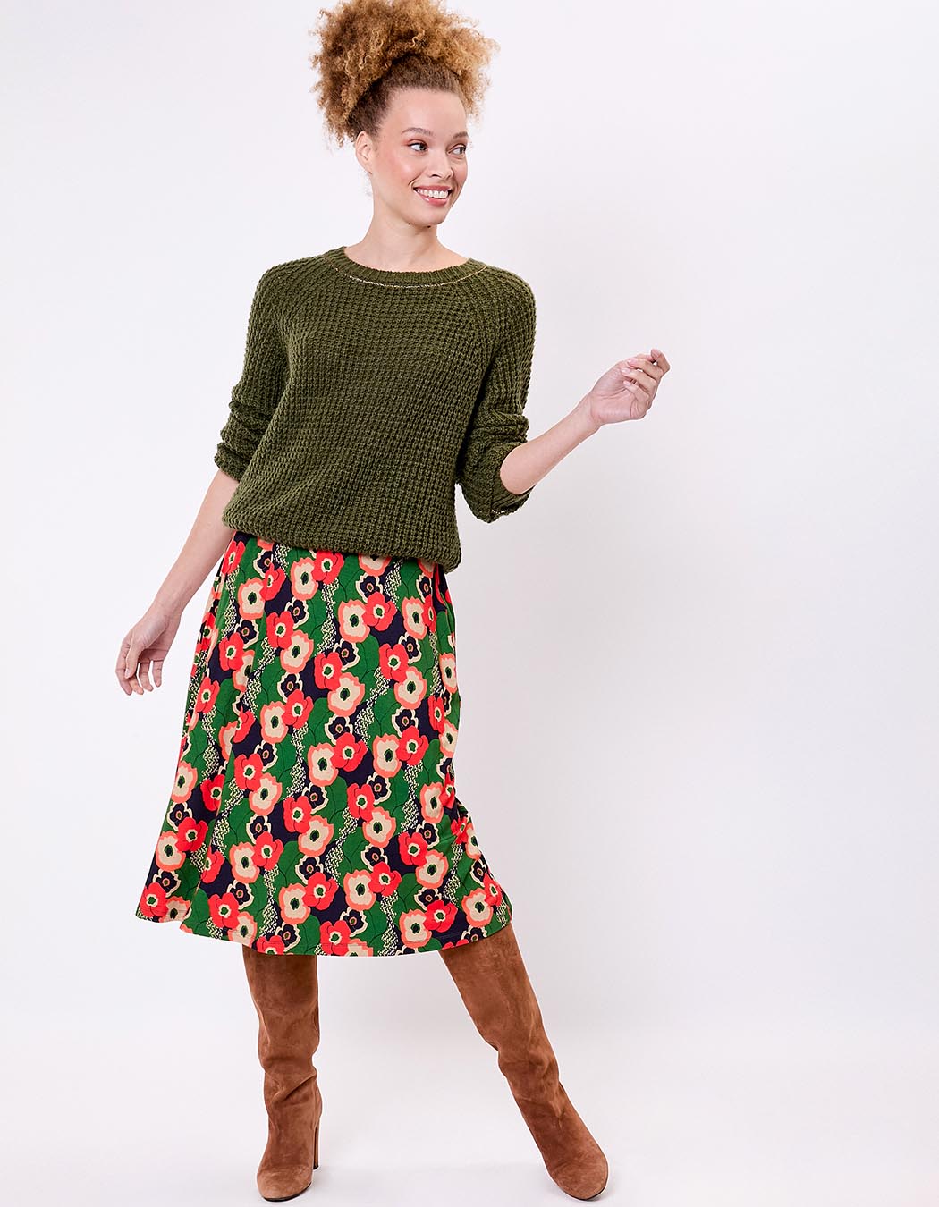 Flared flowing knit midi skirt femme Princesse Nomade