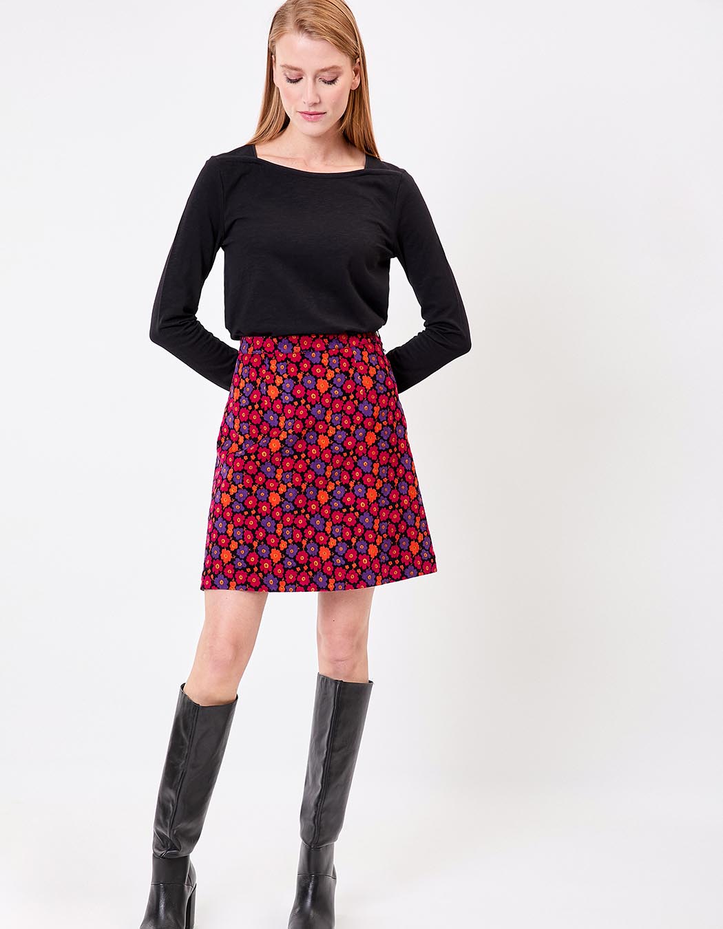Women’s printed corduroy mini skirt femme Princesse Nomade