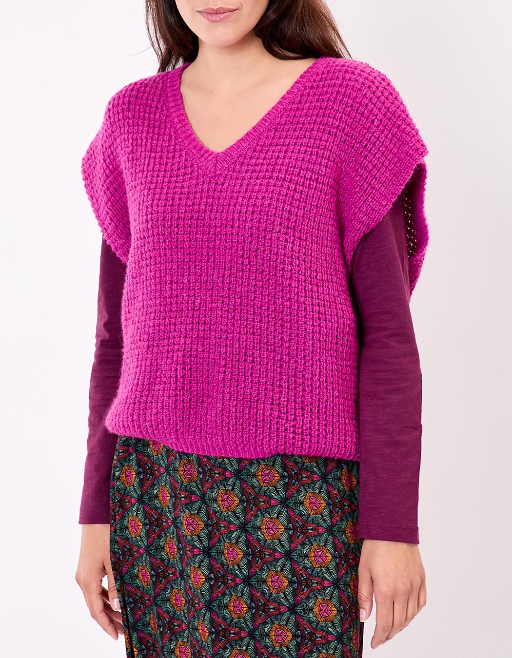 Fancy knit sleeveless sweater femme Princesse Nomade