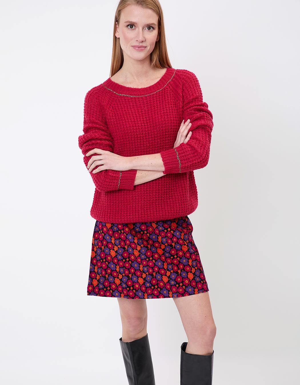 Women’s plain knit cropped sweater femme Princesse Nomade