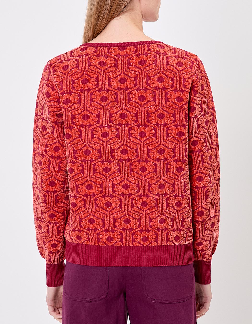 Jacquard knit V-neck sweater femme Princesse Nomade