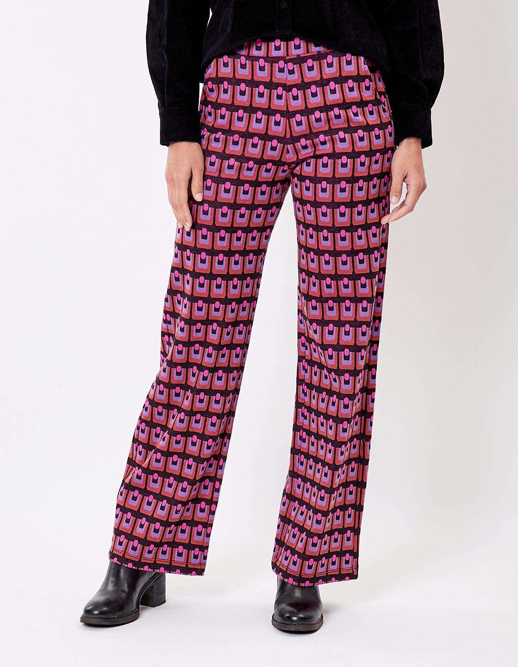 Organic jacquard knit wide-leg pants femme Princesse Nomade