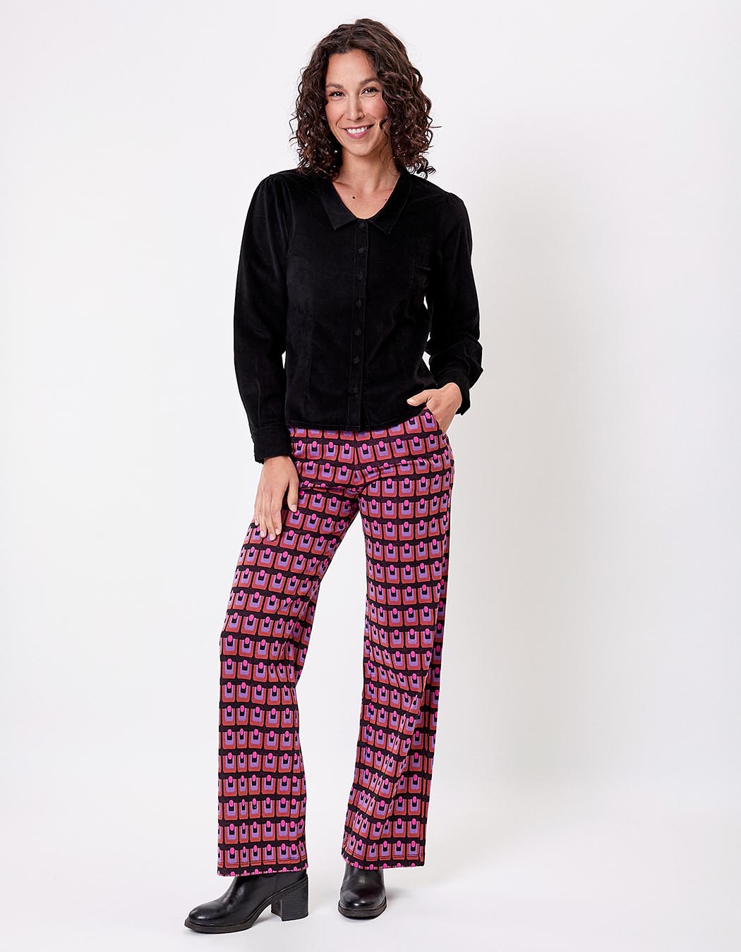 Organic jacquard knit wide-leg pants femme Princesse Nomade
