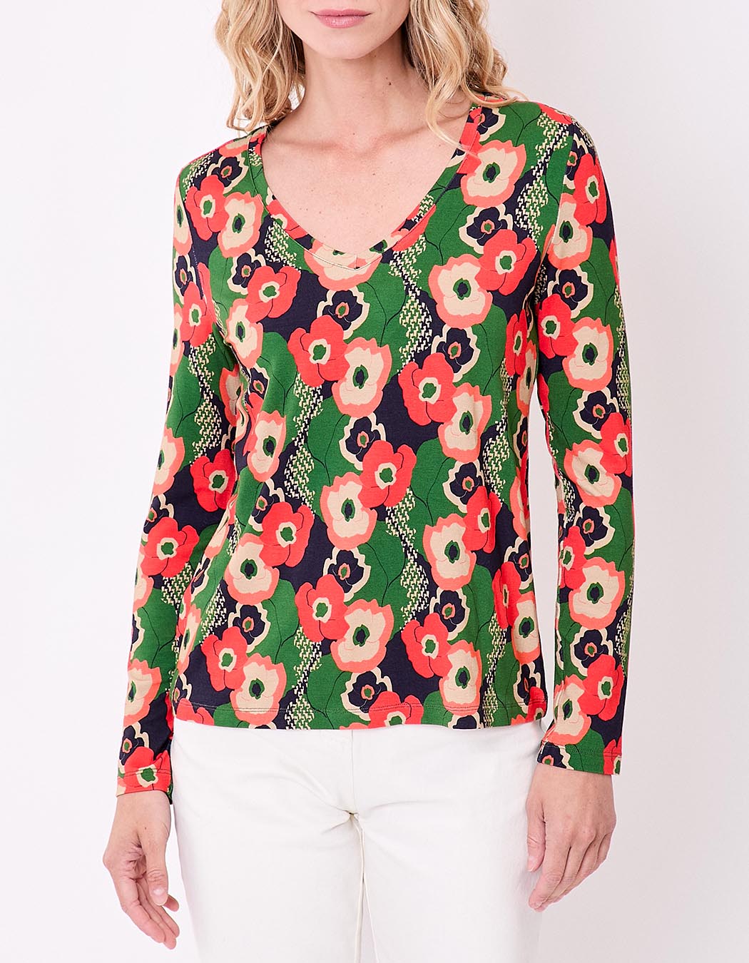 Flowing knit V-neck T-shirt femme Princesse Nomade
