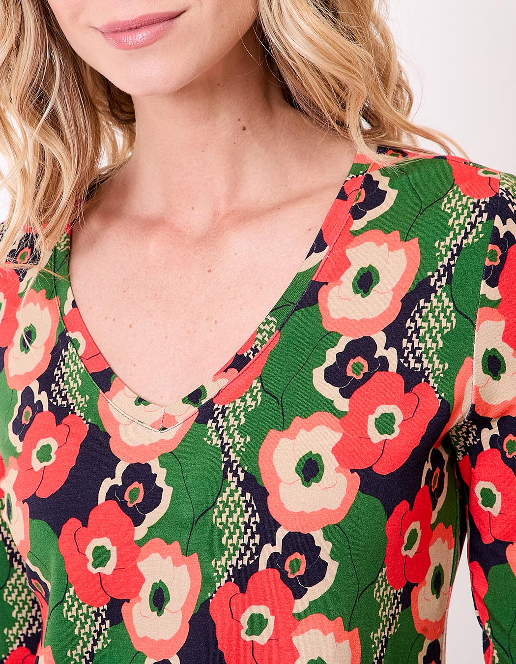 Flowing knit V-neck T-shirt femme Princesse Nomade