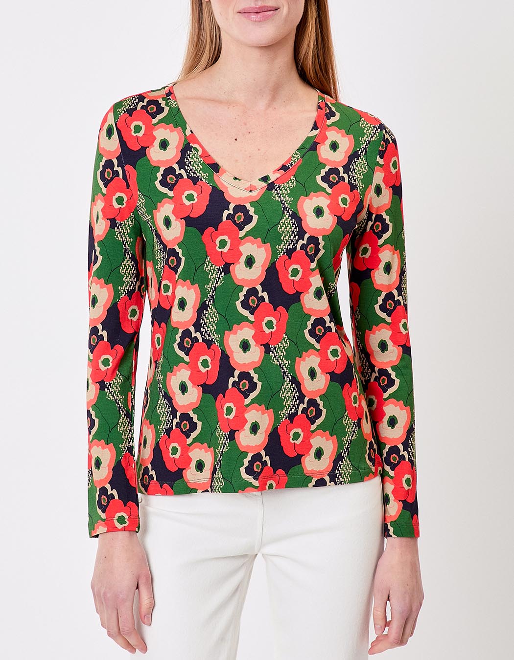 Flowing knit V-neck T-shirt femme Princesse Nomade