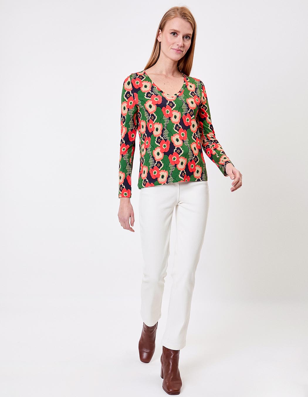 Flowing knit V-neck T-shirt femme Princesse Nomade
