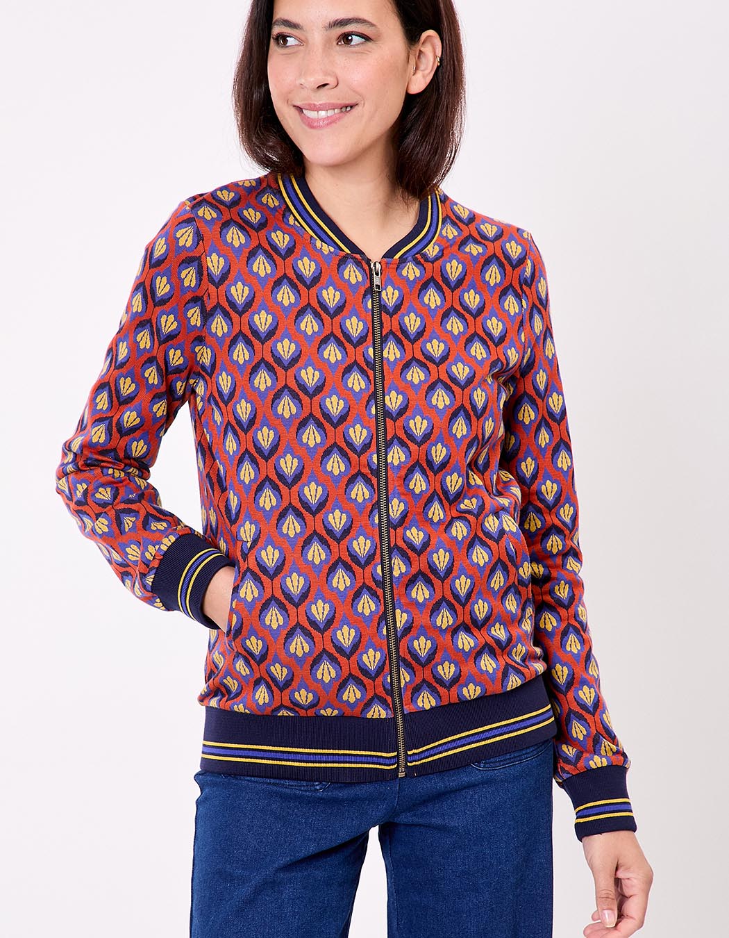 Organic jacquard knit teddy jacket femme Princesse Nomade