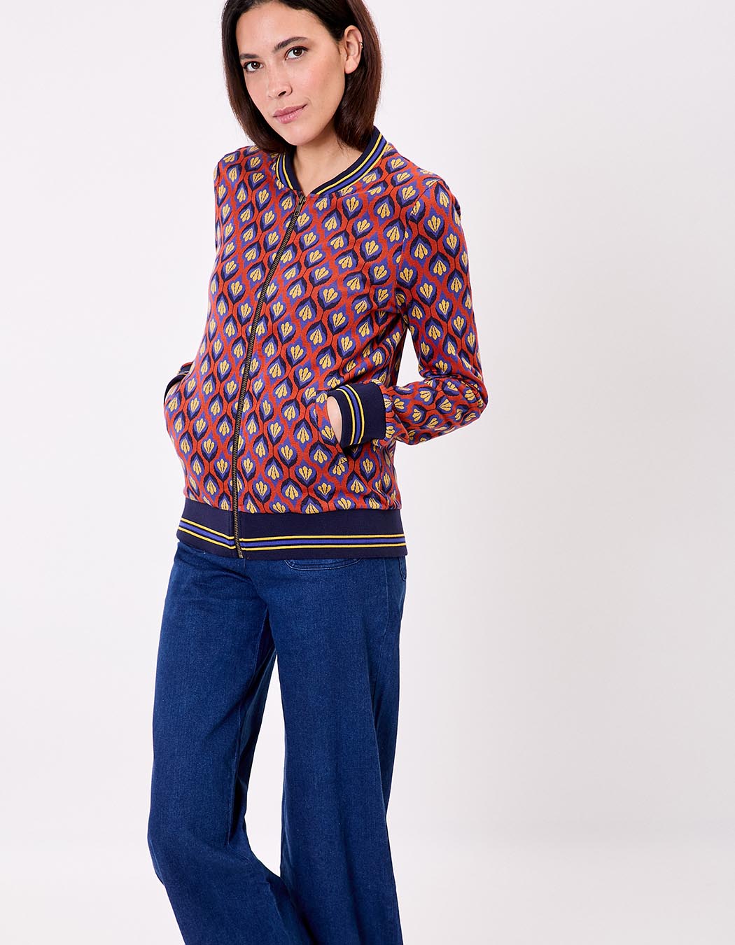 Organic jacquard knit teddy jacket femme Princesse Nomade