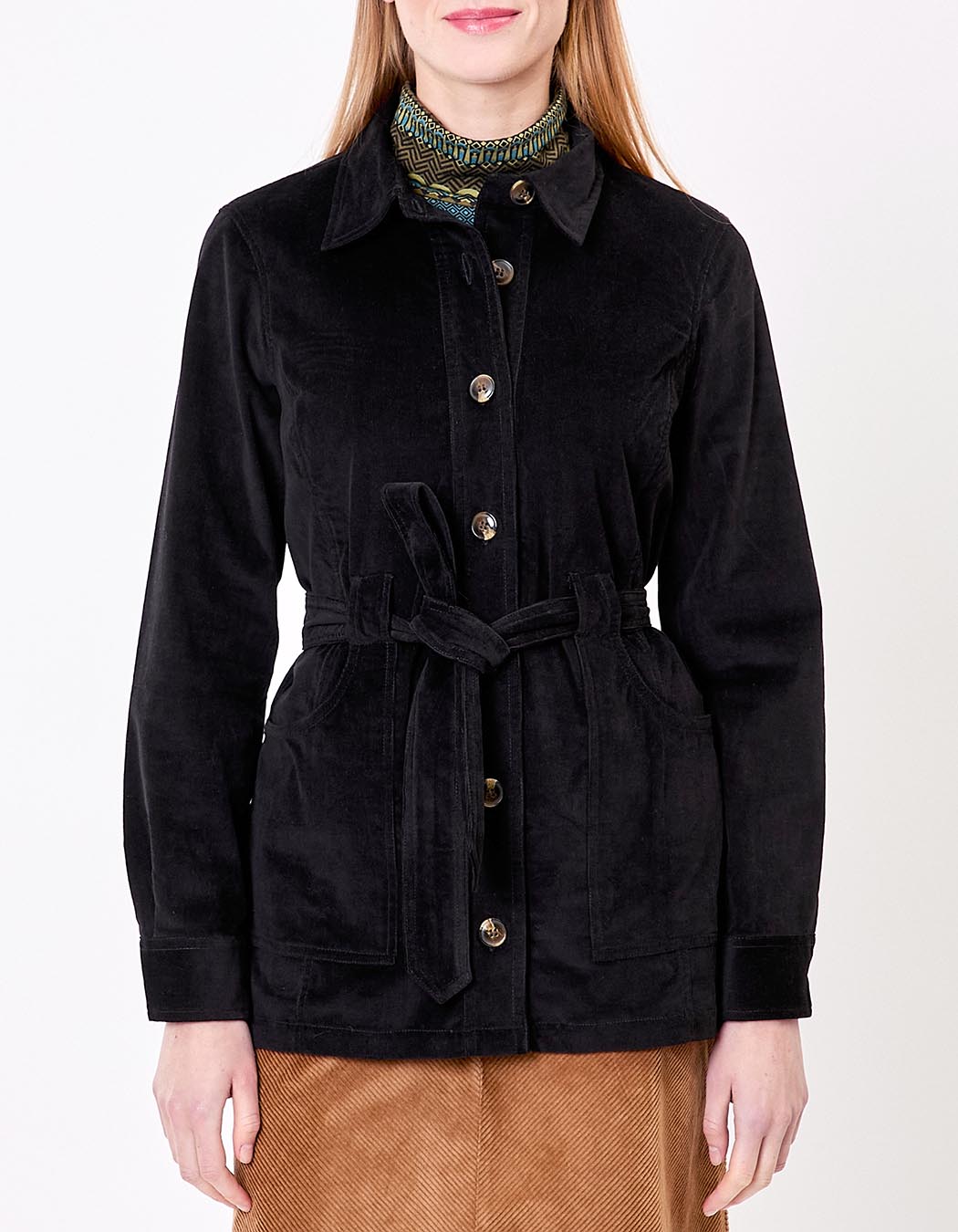 Belted mid-length corduroy jacket femme Princesse Nomade
