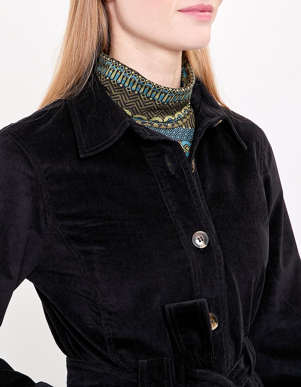 Belted mid-length corduroy jacket femme Princesse Nomade