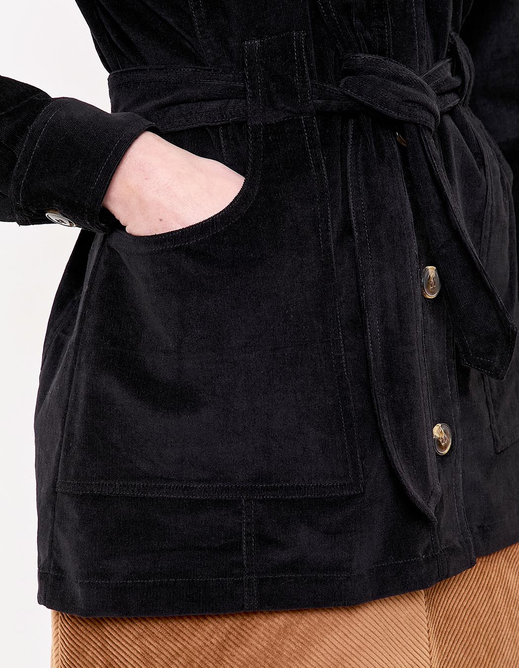 Belted mid-length corduroy jacket femme Princesse Nomade