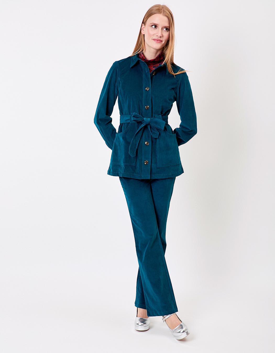 Belted mid-length corduroy jacket femme Princesse Nomade