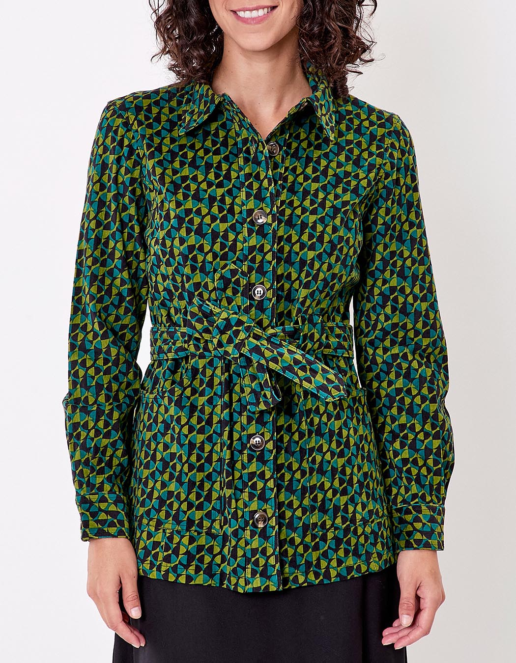 Belted mid-length corduroy jacket femme Princesse Nomade