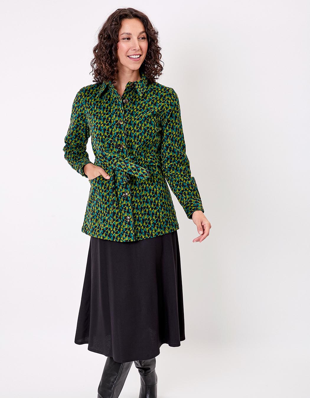 Belted mid-length corduroy jacket femme Princesse Nomade